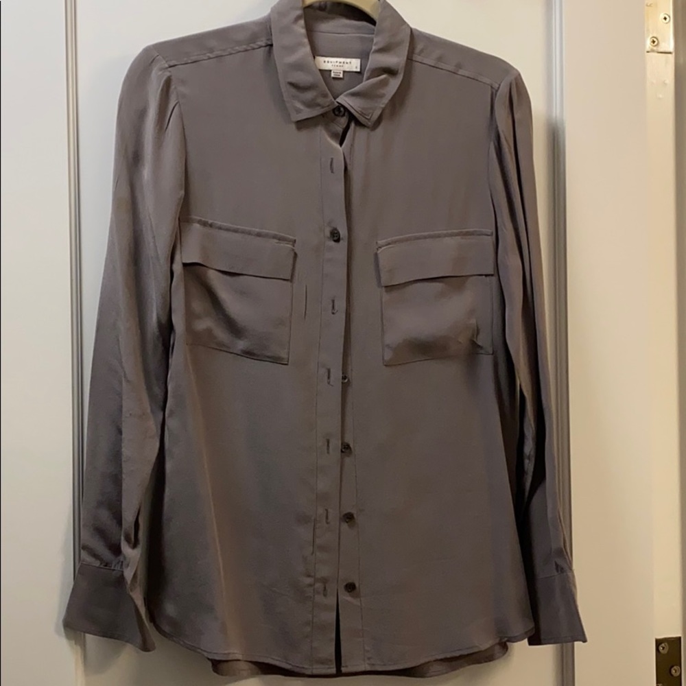 Equipment signature slim silky long sleeve shirt